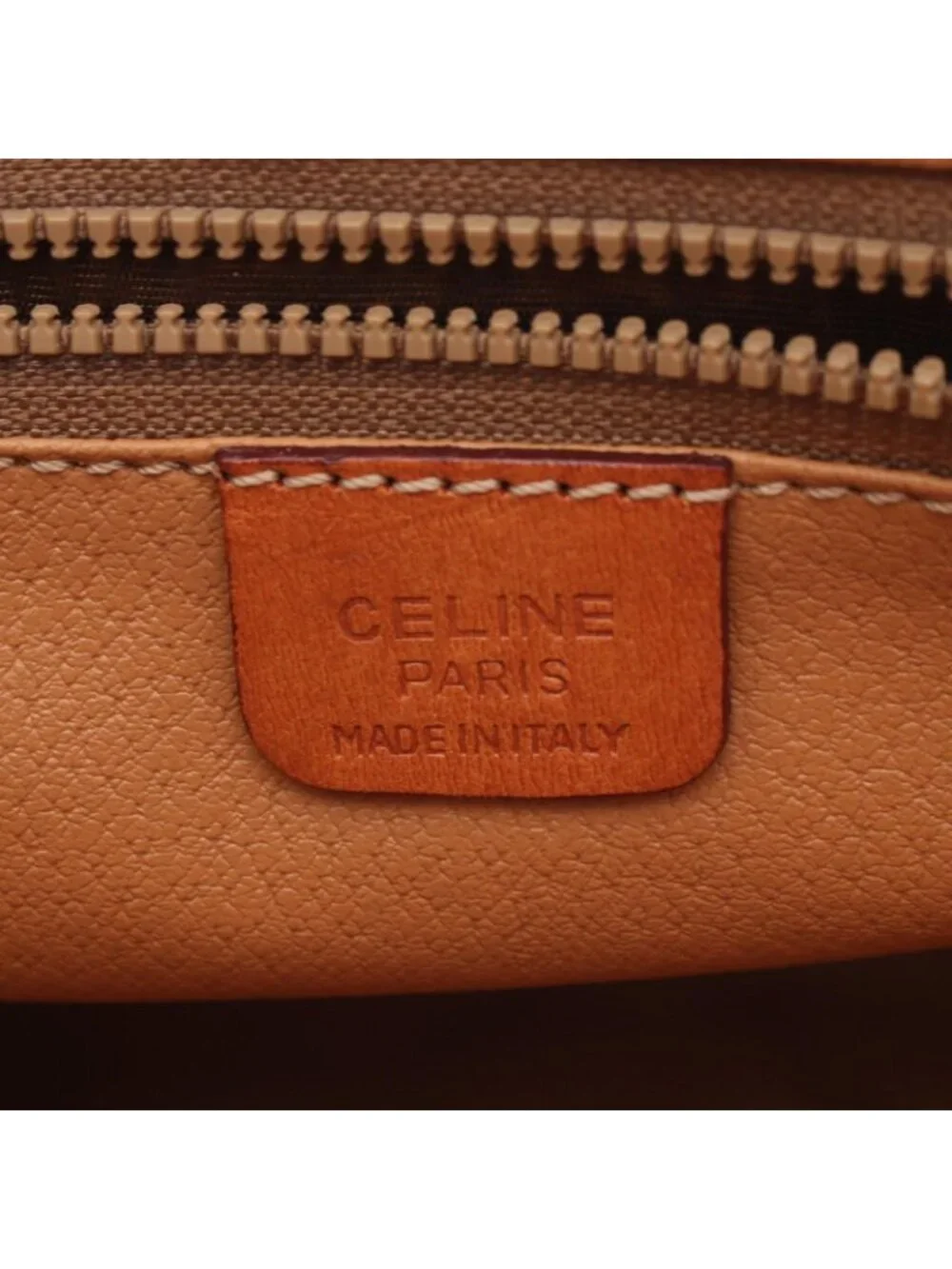 Celine Clutch Macadam Beige Brown Canvas Leather Second